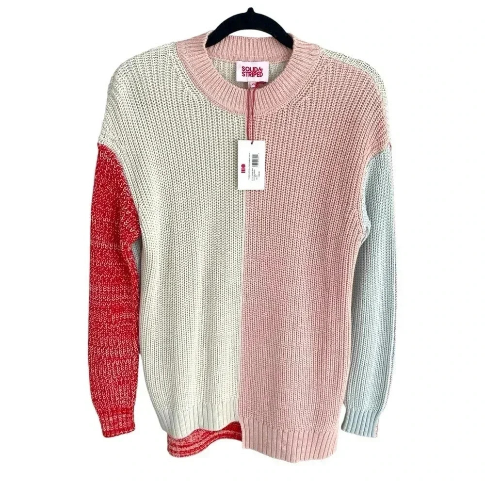 NWT Solid & Striped Sweater Max Asymmetrical Pullover Oversized Colorblock